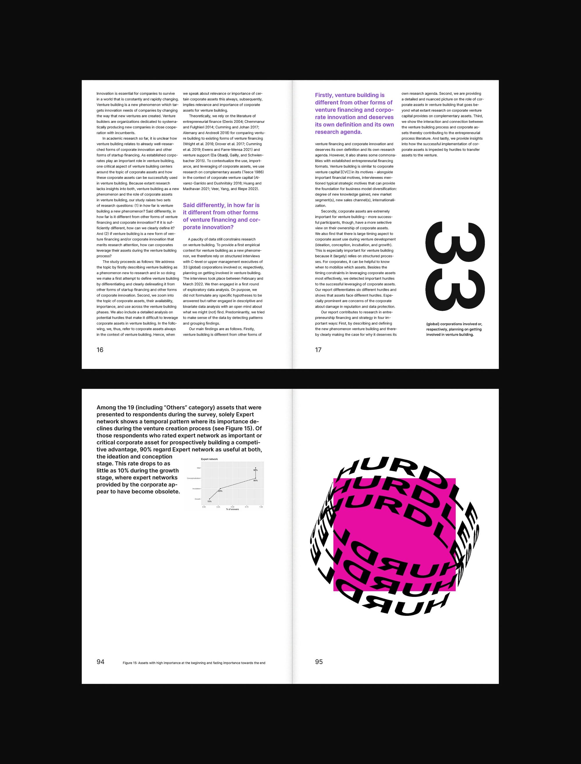 Spreads with the number 33 and the hurdle graphic