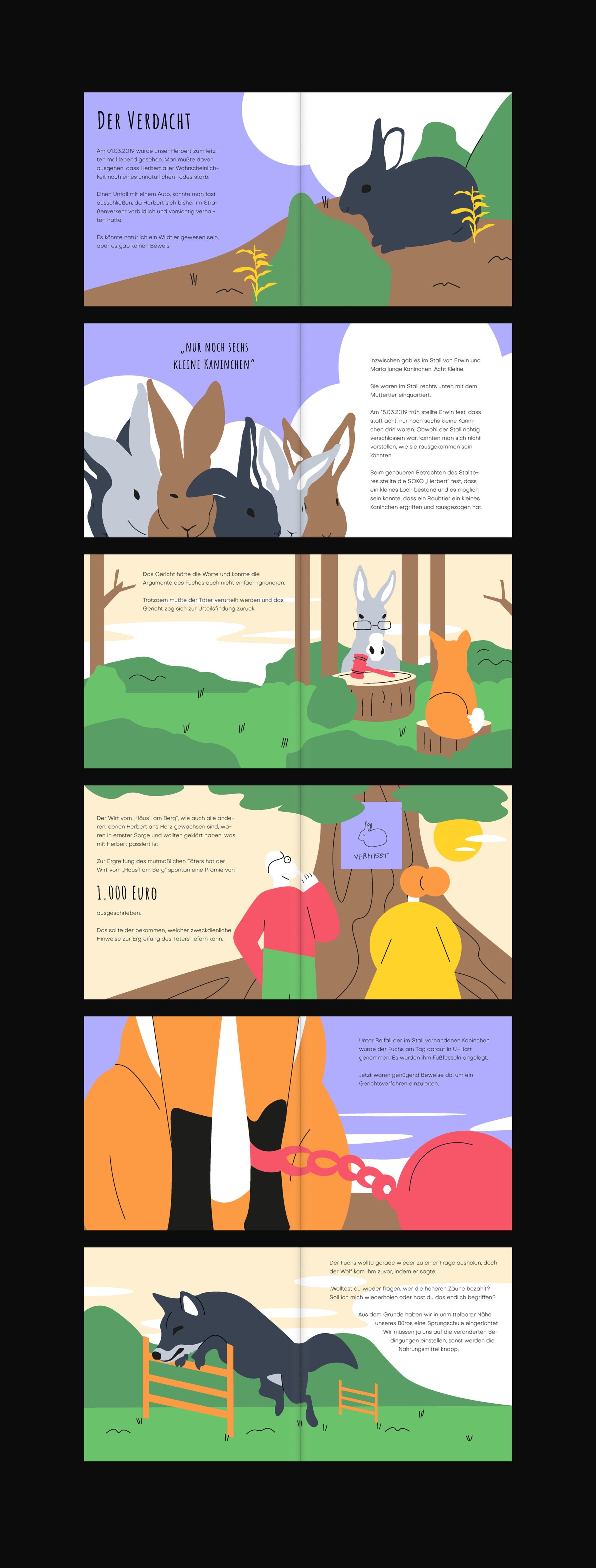 Book spreads with the story of Herbert the rabbit