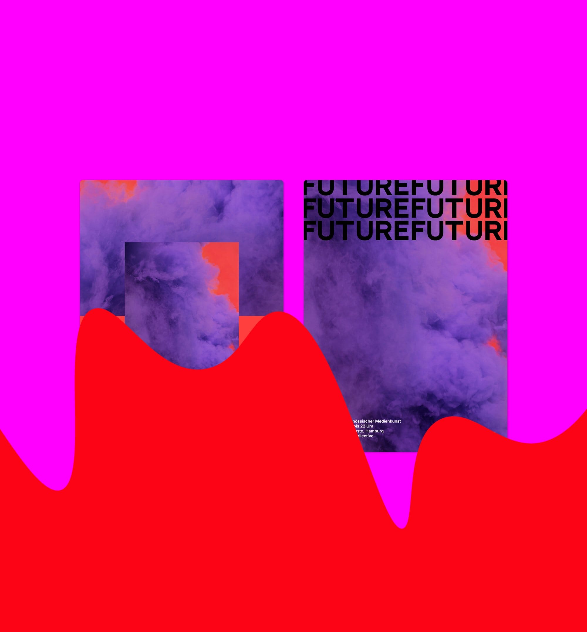 Smoke posters on a wave background