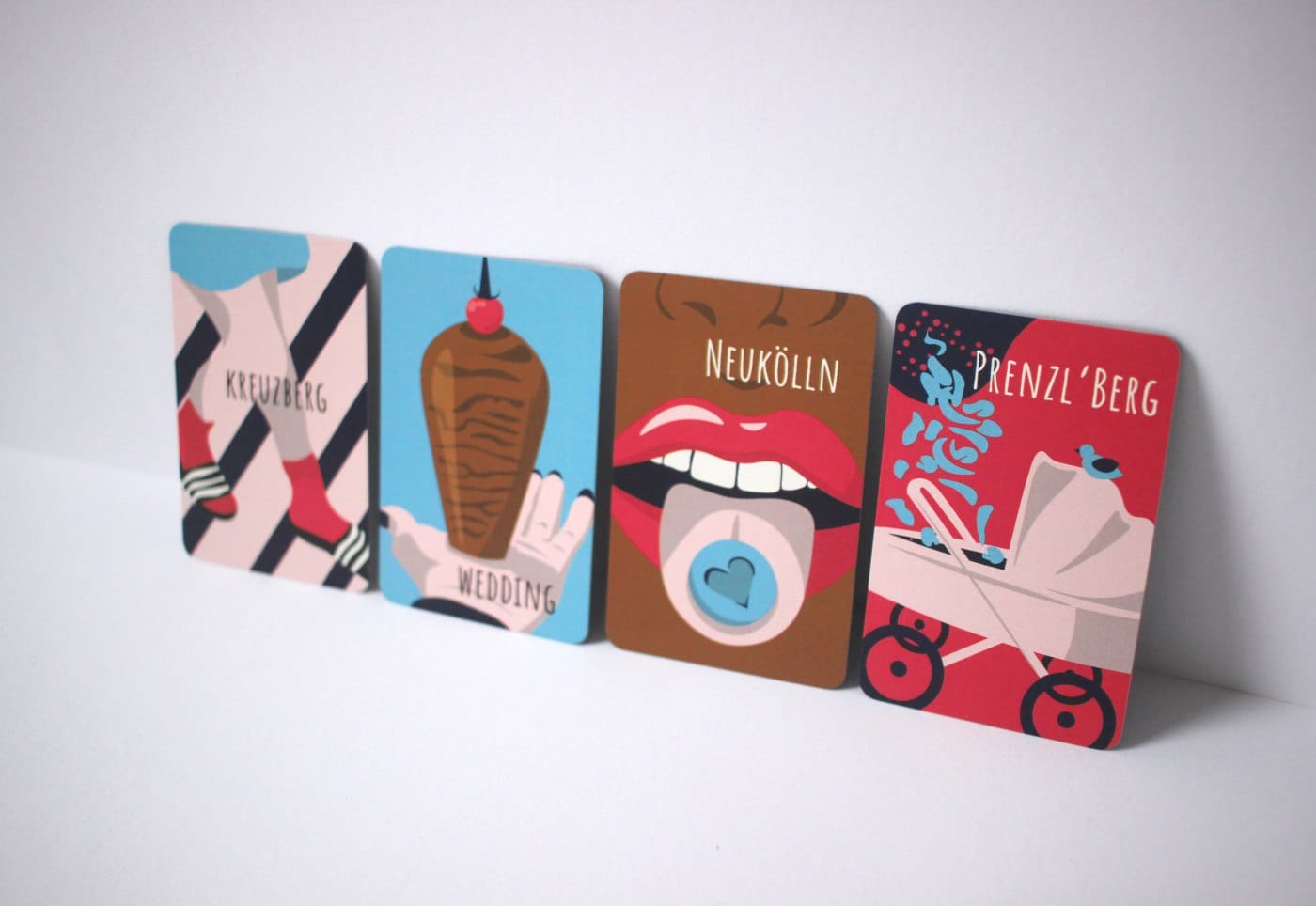 The four printed district cards