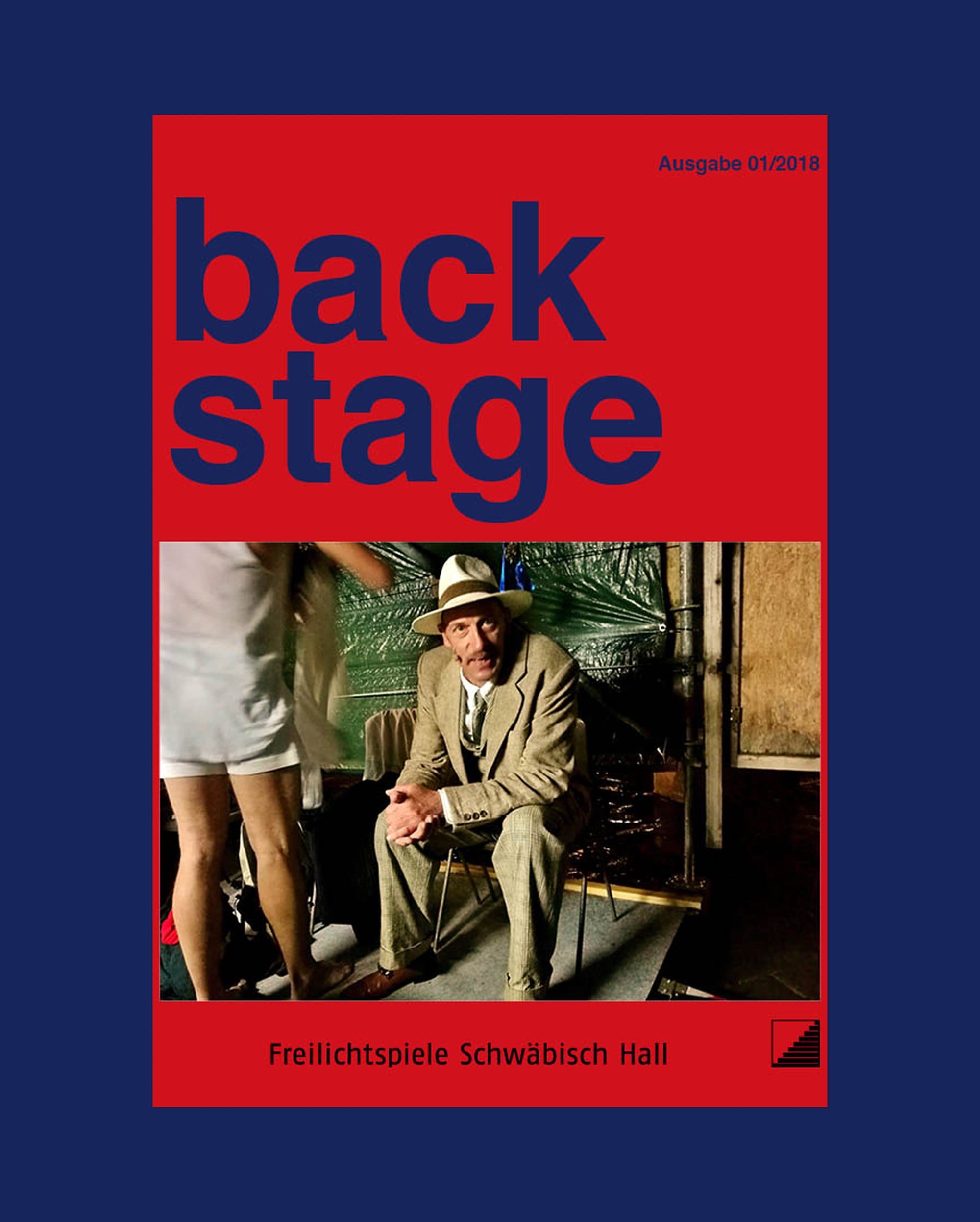 Backstage cover on blue
